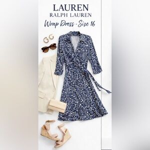 💙 Lauren Ralph Lauren Wrap Dress – Size 16 (Plus Size)